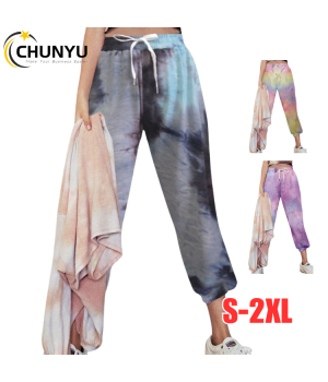 Harajuku Tie Dye Sweatpants Women Rainbow Color Loose Sweat Trousers Streetwear Casual Hip Hop Mid Waist Harem Pants Joggers