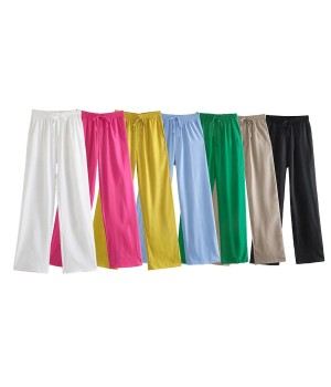 7 colorway wide leg design drawstring waist women's fashion casual pants & trousers