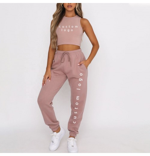 Women Fleece Jogger Pants Customized Drawstring women's pants & trousers Street Wear High Waist Running Ladies Sweat Pants