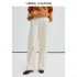 VEGA CHANG Cream-Coloured Loose Slim Cotton Corduroy WideLeg Casual Pants