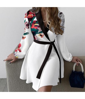 Autumn Style Long Sleeve One-Piece Color-Blocked Or Solid Color Temperament Commuting Dress