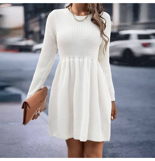 2024 Autumn And Winter Popular Women's Clothing Solid Color Women Casual Career Sweater Dress For Women