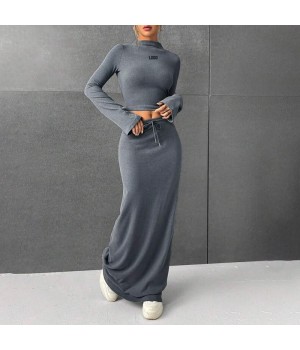 F230699 Women's Skirts Designer Clothes Women Long Sleeve Crop Top T Shirt And Casual Ladies Dresses Long Maxi Y2k Skirt