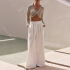 Casual Customize Ladies Fashion Straight Trousers Women High Waist Wide Leg Linen Pants