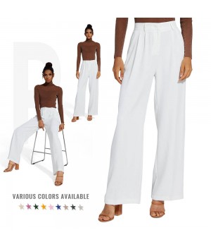 Women's Casual Pants High Stretch Business Suit Pants Straight Comfort White Wide Leg Pants